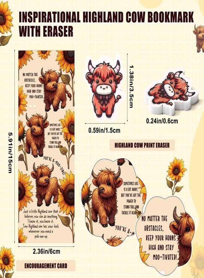 Feifeiya 30 Set Employee Appreciation Gifts Bulk Highland Cow Mechanical Pencil with Positive Bookmark Funny Inspirational Gift for Employee Team Teacher Office - Image 3