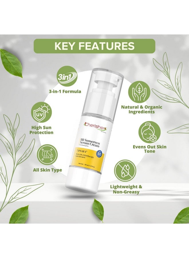 Cherisher "Apsara" BB Sunscreen Tinted Cream with SPF 50 PA++++ | 30ml Tinted Sunscreen + Face Serum for Glowing Skin | Lightweight, Non-Sticky Daily Skincare with Aloe Vera | Paraben-Free | For Women & Men, All Skin Types - Image 3