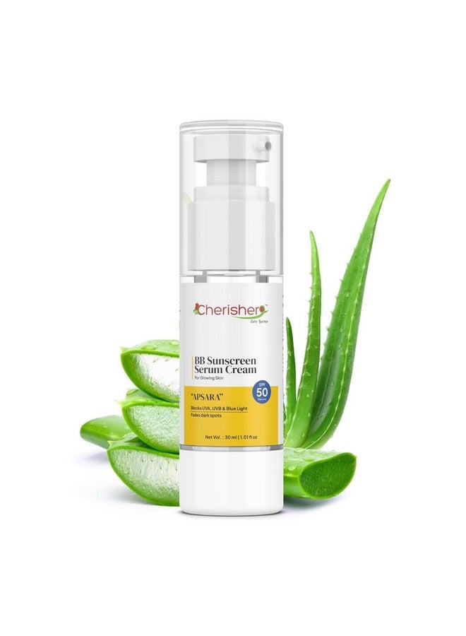 Cherisher "Apsara" BB Sunscreen Tinted Cream with SPF 50 PA++++ | 30ml Tinted Sunscreen + Face Serum for Glowing Skin | Lightweight, Non-Sticky Daily Skincare with Aloe Vera | Paraben-Free | For Women & Men, All Skin Types - Image 1