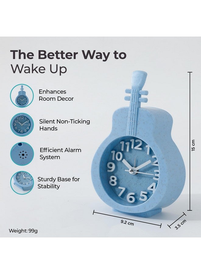 The Better Home Alarm Clock (15cm) |Alarm Clock for Students |Alarm Clock for Bedroom |Loud Alarm Clock for Heavy Sleepers |Mini Alarm Clock for Kids |Violin Shaped Table Clock for Study Table - Blue - Image 4