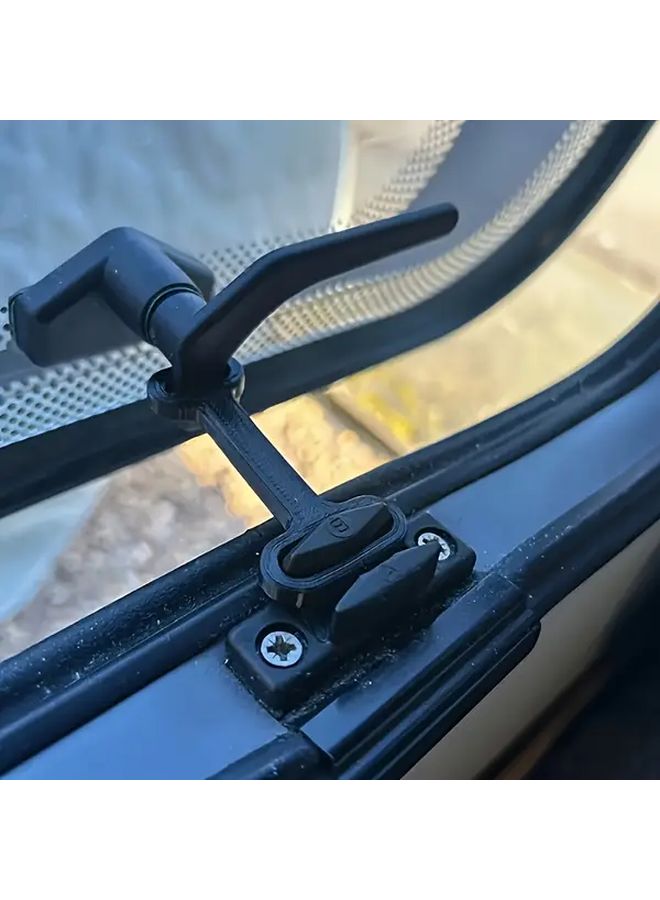 Black RV Window Frame Anti Theft Lock Privacy Ventilation No Drill Installation Lever Handle Safety Lock - Image 1