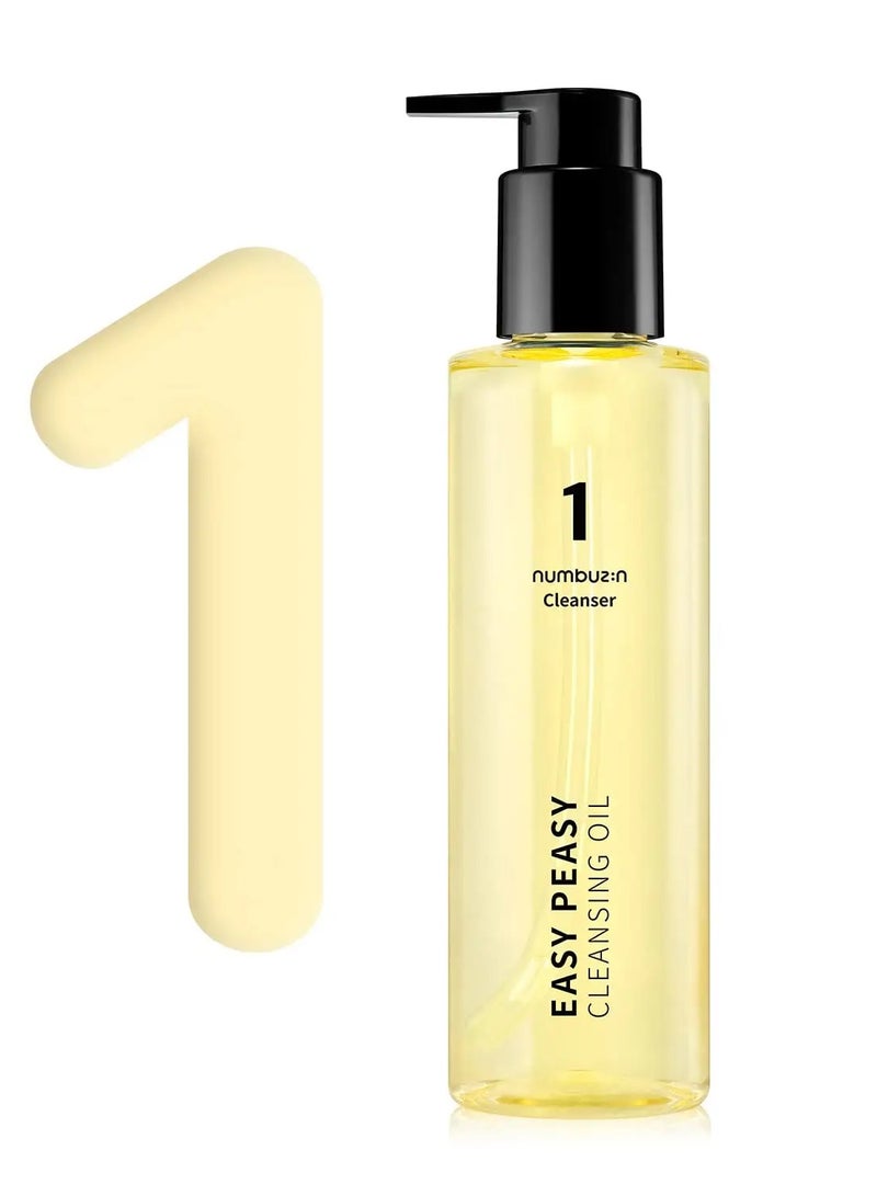 Easy Peasy About this item numbuzin No.1 Easy Peasy Cleansing Oil : A cleansing oil that gently melts not only water-proof makeup but also blackheads and sebum. KEY INGREDIENT : Corn Oil, Macadamia Ternifolia Seed Oil Cleansing Waste in Pore 94.39% / Sebum decreased by 26.36% - Image 1