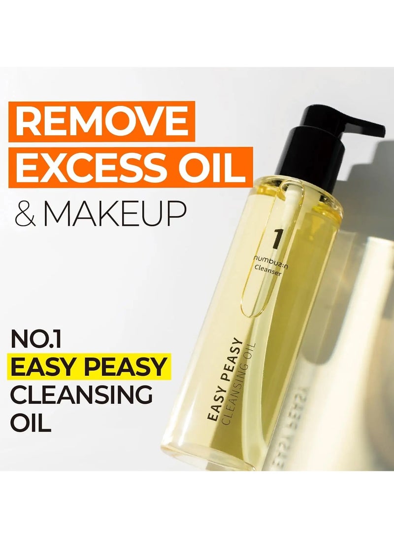 Easy Peasy About this item numbuzin No.1 Easy Peasy Cleansing Oil : A cleansing oil that gently melts not only water-proof makeup but also blackheads and sebum. KEY INGREDIENT : Corn Oil, Macadamia Ternifolia Seed Oil Cleansing Waste in Pore 94.39% / Sebum decreased by 26.36% - Image 2