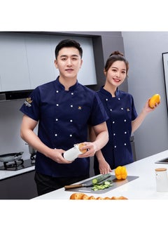 NIBEMINENT Hot Pot Restaurant Waiter Work Uniform Short Sleeved Chef Uniform Men's and Women's Hotel Kitchen Work Uniform  - Image 1