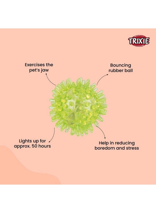 Trixie Glowing Hedgehog Ball, Soundless Floatable, Tpr Dog & Cat Ball Toy For All Breed Sizes - 5 Cm (Green) - Image 3