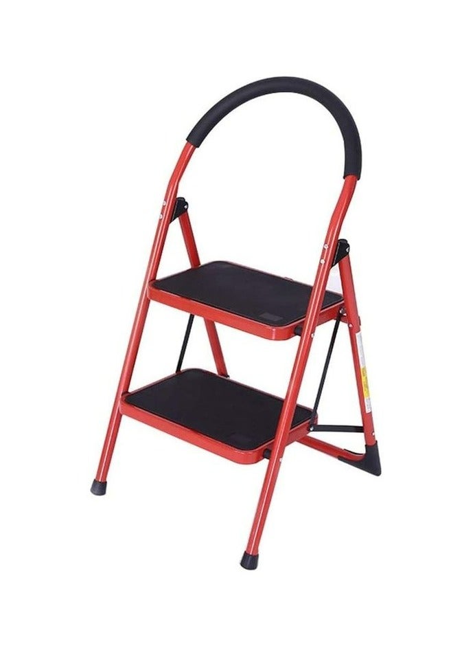 ALSAHAH Red and black multi-purpose metal ladder with two steps - Image 1