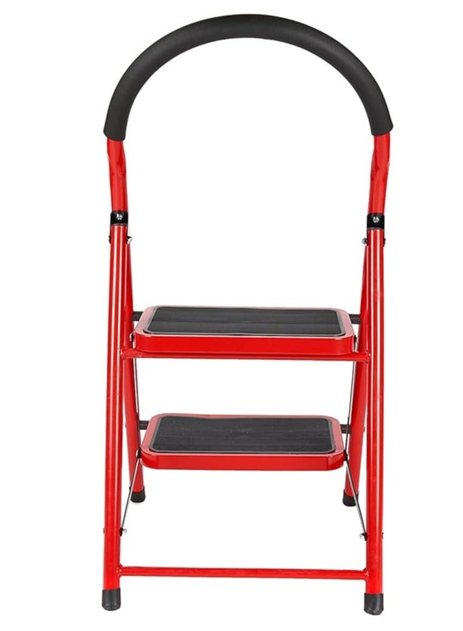 ALSAHAH Red and black multi-purpose metal ladder with two steps - Image 5
