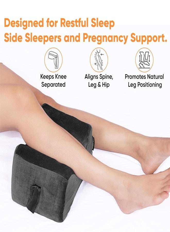 Joint Genius Knee Pillow for Side Sleepers, Knock Knee Corrector for Sleeping, Memory Foam Leg Pillow Wedge Cushion for Side Sleeper,Sciatica,Pregnancy,Hip&Back Pain Relief (Black, Square Shape) - Image 5