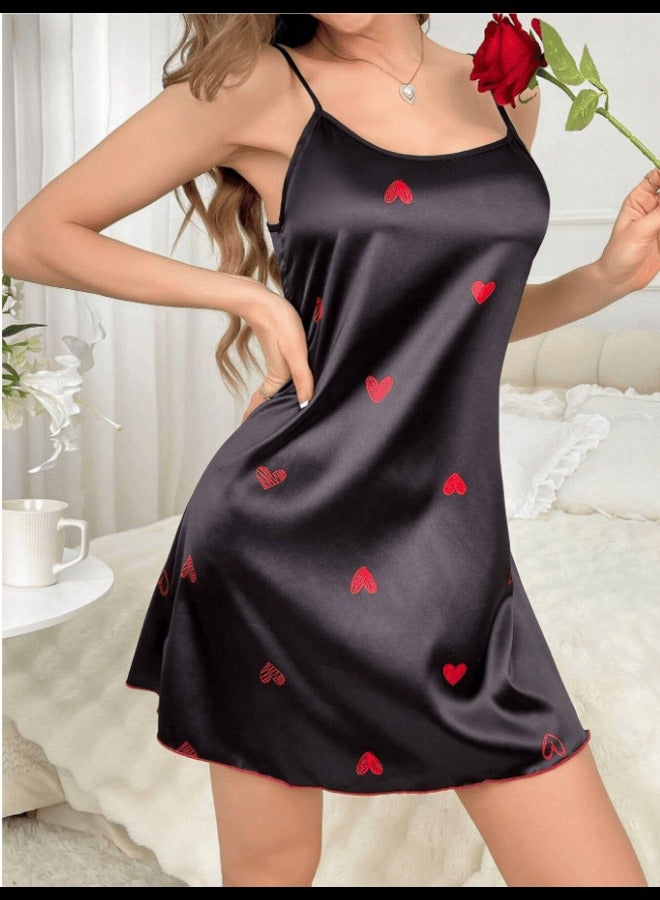 Shein Shein CoupledUp Heart Print Spaghetti Strap Pajama Sleepdress  - Image 2