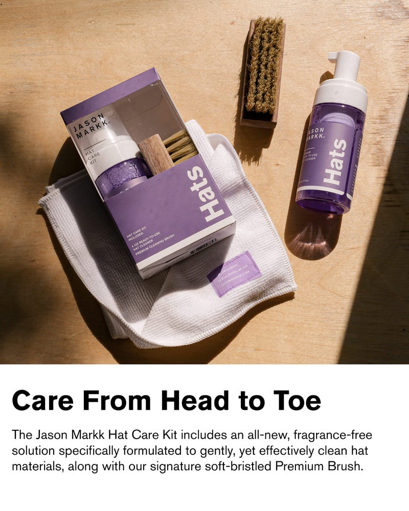 Jason Markk Hat Care Kit, Hat Cleaner, 2-Piece Set, Ready-To-Use Foam & Delicates Brush, Cap Cleaning, Ideal for Headwear, Safe for Cotton, Wool, Felt, Corduroy, Polyester, 4oz - Image 2