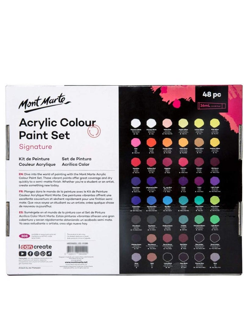 مونت مارتي مجموعة ألوان أكريليك مكونة من 48 قطعة، أنابيب بحجم 36 مل، مثالية للرسم بالأكريليك، ألوان لامعة مقاومة للضوء - Image 4