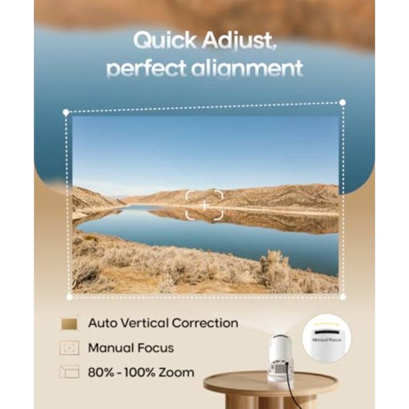 جهاز عرض صغير HY300PRO مطور لعام 2026 مزود بواي فاي وبلوتوث، جهاز عرض محمول يدعم 4K، حجر مفاتيح تلقائي، دوران 180 درجة، جهاز عرض ذكي للمنزل الخارجي - قابس الاتحاد الأوروبي - Image 4