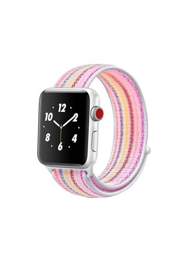 NIBEMINENT Sport Nylon Loop Band For Apple Watch 38mm 40mm 41mm Pink/Yellow