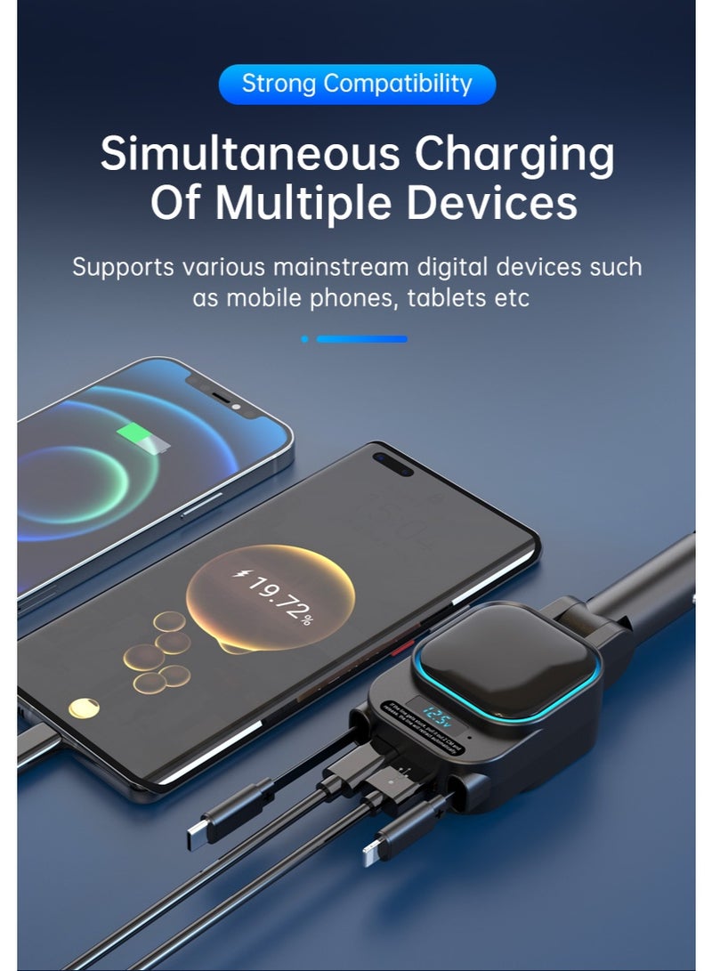 CIMIA 96W Car Charger with Dual Retractable Cables, LED Display, 180° Adjustable, Type-C and Lightning Ports, Fast Charging - Image 2