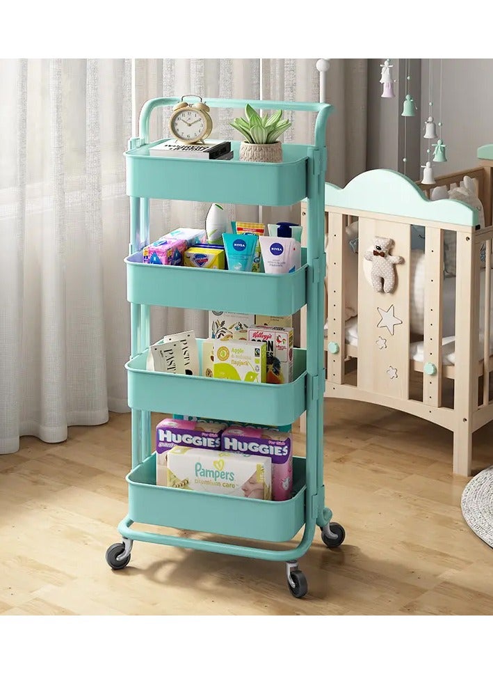 DubaiGallery 4 Tier Trolley Storage -4 Tier Rolling Storage Cart with Wheels - Multifunctional Organization Cart with Brake Caster Wheels -Kitchen Shelf Storage Rack  - Image 3