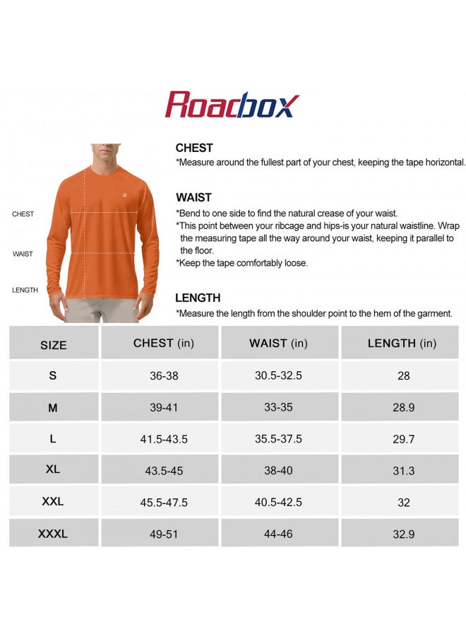 Roadbox Roadbox Mens UPF 50+ UV Sun Protection Shirts Outdoor Long Sleeve SPF Diving Rash Guard for Fishing Hiking Swimming Orange  - Image 4