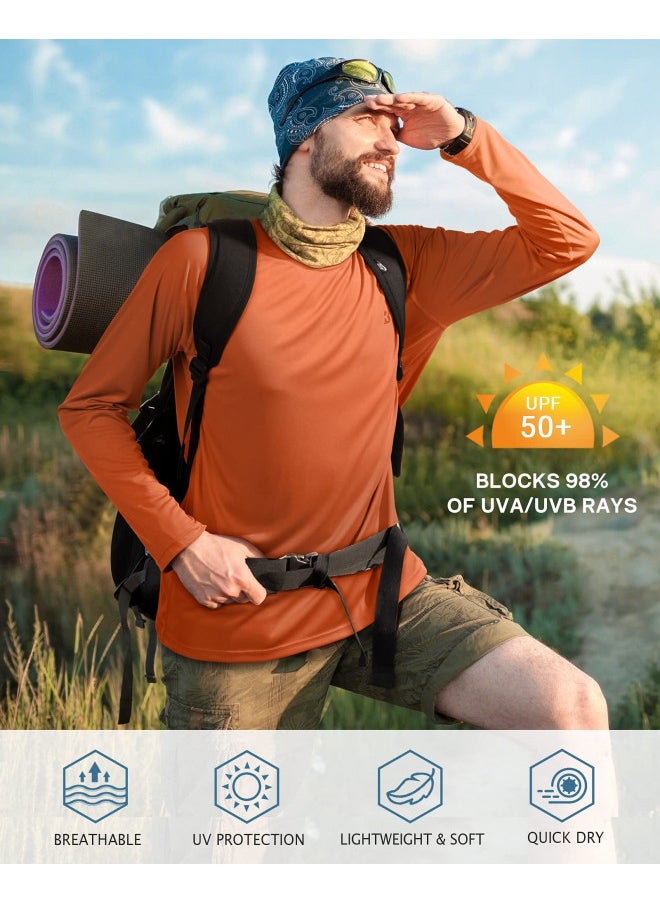 Roadbox Roadbox Mens UPF 50+ UV Sun Protection Shirts Outdoor Long Sleeve SPF Diving Rash Guard for Fishing Hiking Swimming Orange  - Image 2