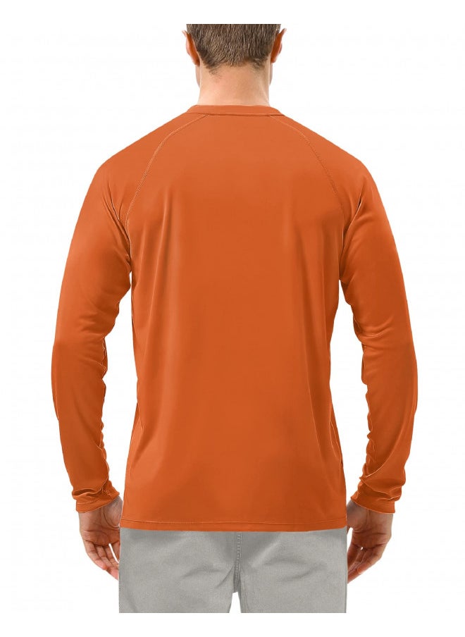 Roadbox Roadbox Mens UPF 50+ UV Sun Protection Shirts Outdoor Long Sleeve SPF Diving Rash Guard for Fishing Hiking Swimming Orange  - Image 1