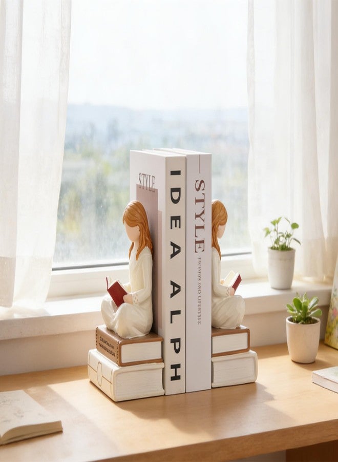 HORTIX Reading Thinker Figurine Bookend - Handcrafted Book Lover Gifts, Aesthetic Figurine Decor for Bookshelf Desk Office Living Room, Perfect for Women Readers, Graduates, Students, Teachers - Image 2