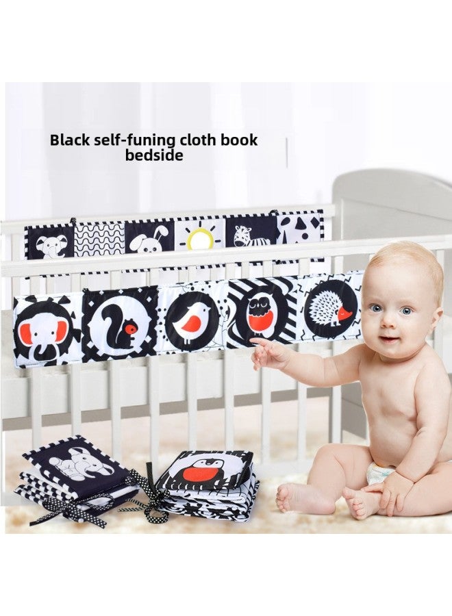 Black And White Double-sided Harem Baby Bed Circumference Cloth Book Baby Three-dimensional Cloth Book Tear-proof Early Education Toys-Color:Small Elephant With Mirror Black And White Bed Cloth Book (opp Bag) 44g  - Image 3
