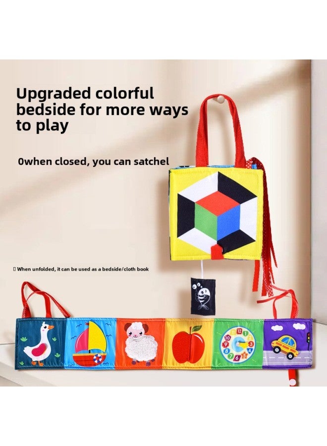 Black And White Double-sided Harem Baby Bed Circumference Cloth Book Baby Three-dimensional Cloth Book Tear-proof Early Education Toys-Color:Small Elephant With Mirror Black And White Bed Cloth Book (opp Bag) 44g  - Image 5