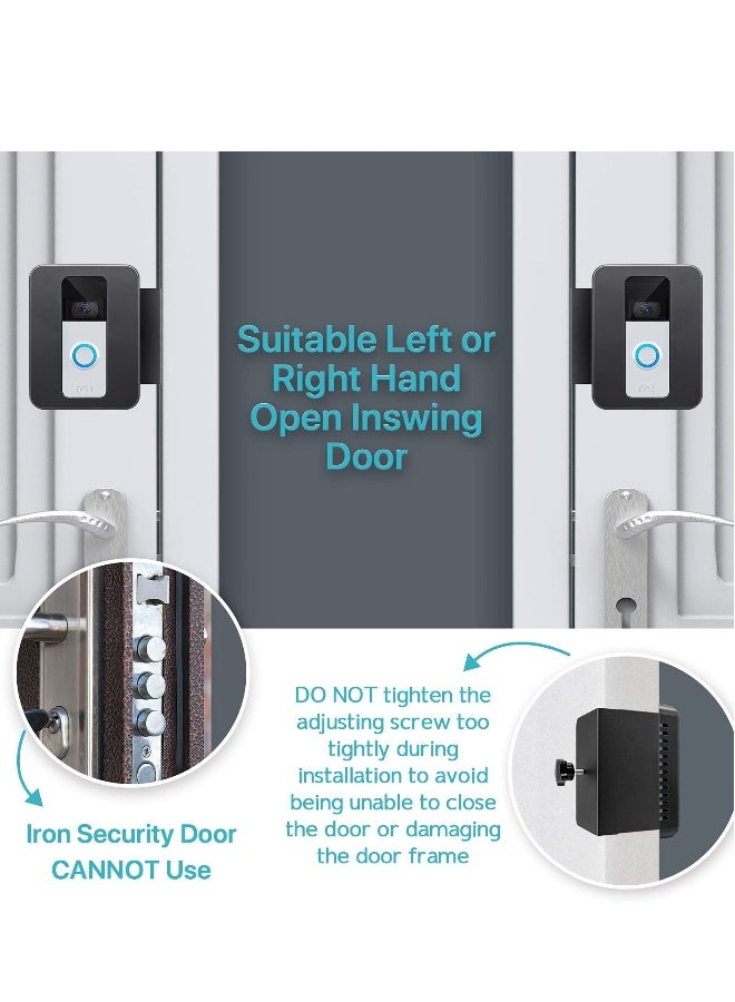 Video Doorbell Door Mount for Ring Doorbell Mount for Apartment Doorbell No-Drill Mount Fit for Most Video Doorbell  - Image 3