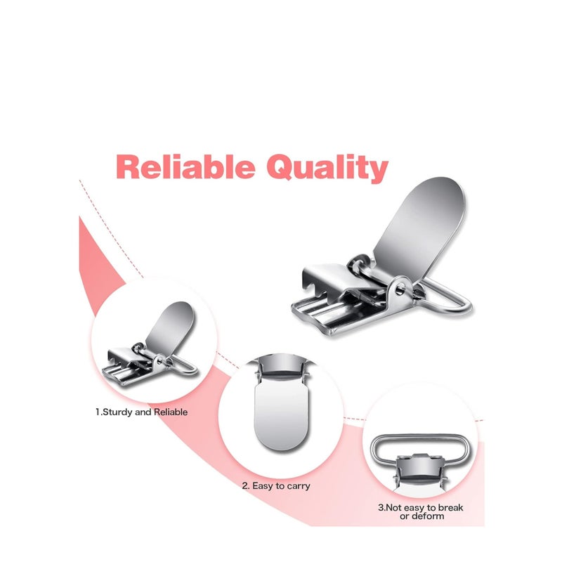 SOLARAE Metal Pacifier Suspender Clips Straps Holder Fasteners Clips Baby Pacifier Suspender Snap Heavy Duty Fasteners Clips for Making Pacifier Holders Bib Bed Sheet Fasteners Toy Clip - Image 3