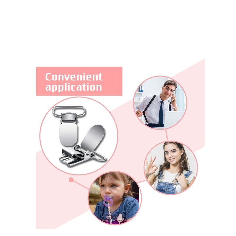 SOLARAE Metal Pacifier Suspender Clips Straps Holder Fasteners Clips Baby Pacifier Suspender Snap Heavy Duty Fasteners Clips for Making Pacifier Holders Bib Bed Sheet Fasteners Toy Clip - Image 2
