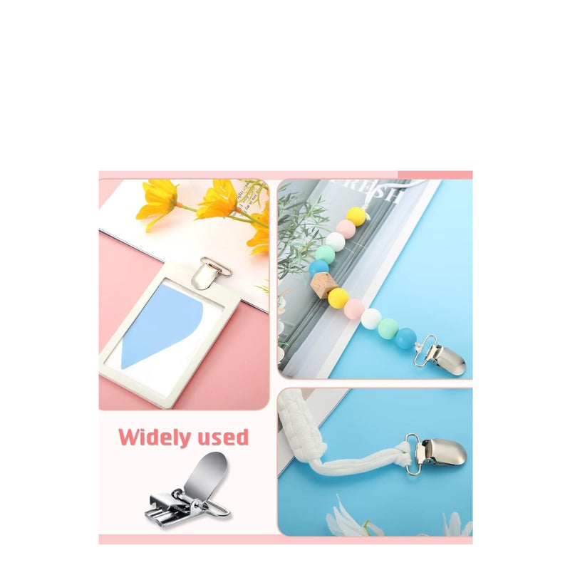 SOLARAE Metal Pacifier Suspender Clips Straps Holder Fasteners Clips Baby Pacifier Suspender Snap Heavy Duty Fasteners Clips for Making Pacifier Holders Bib Bed Sheet Fasteners Toy Clip - Image 4