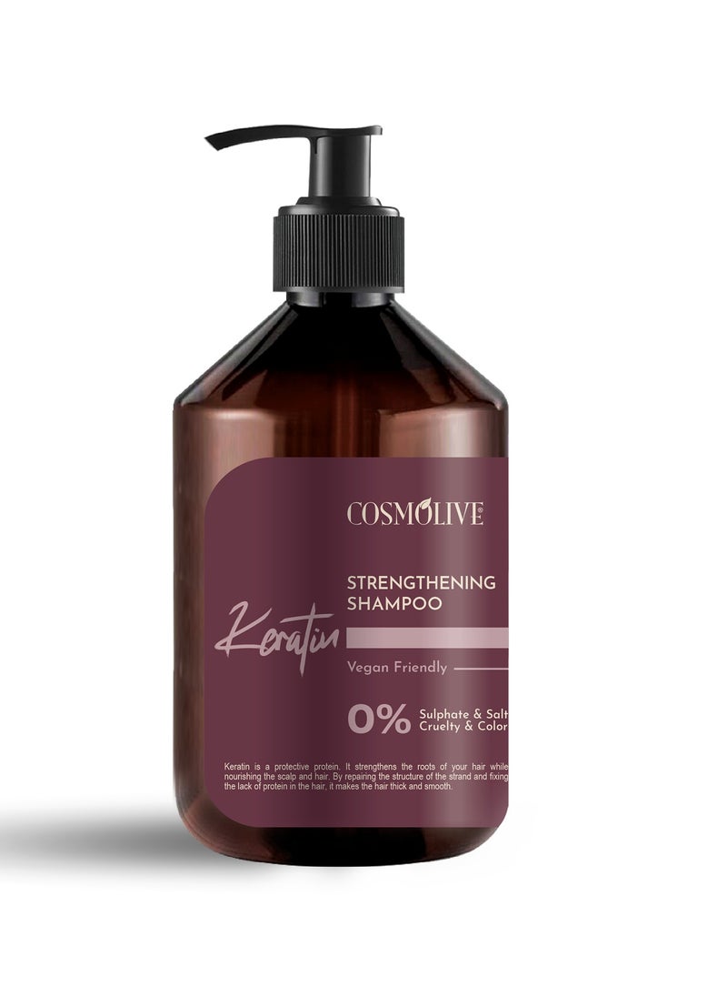 COSMOLIVE Natural Shampoo Keratin 500 ml SLS Free Paraben Free Crulty Free - Keratin 