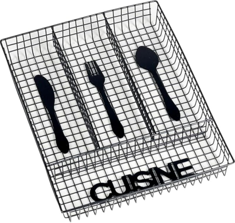 Silverware Tray for Drawer, Silverware Organizer, Metal Drawer Organizer Kitchen Utensils Multi Compartments Cutlery Organizer in Drawer