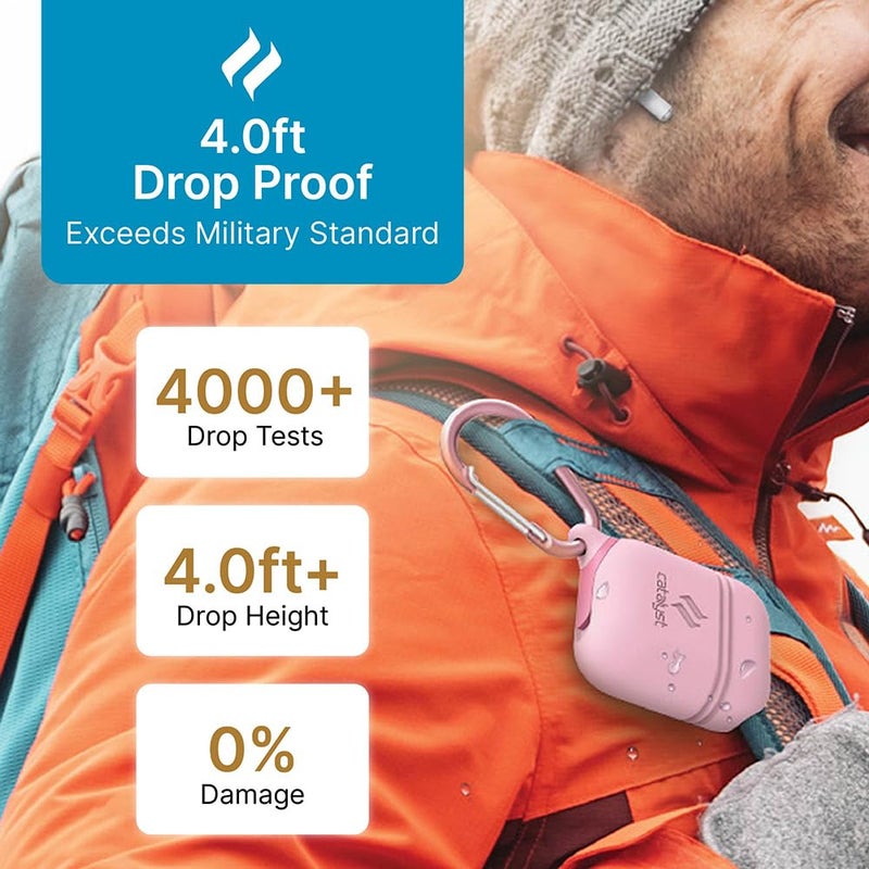 Catalyst Waterproof Case for AirPods 2nd Generation and AirPods 1st Generation - Wireless and USB-C Charging High Drop Protection AirPods Gen 2 and Gen 1 Case with Carabiner, One Piece Design - Image 3