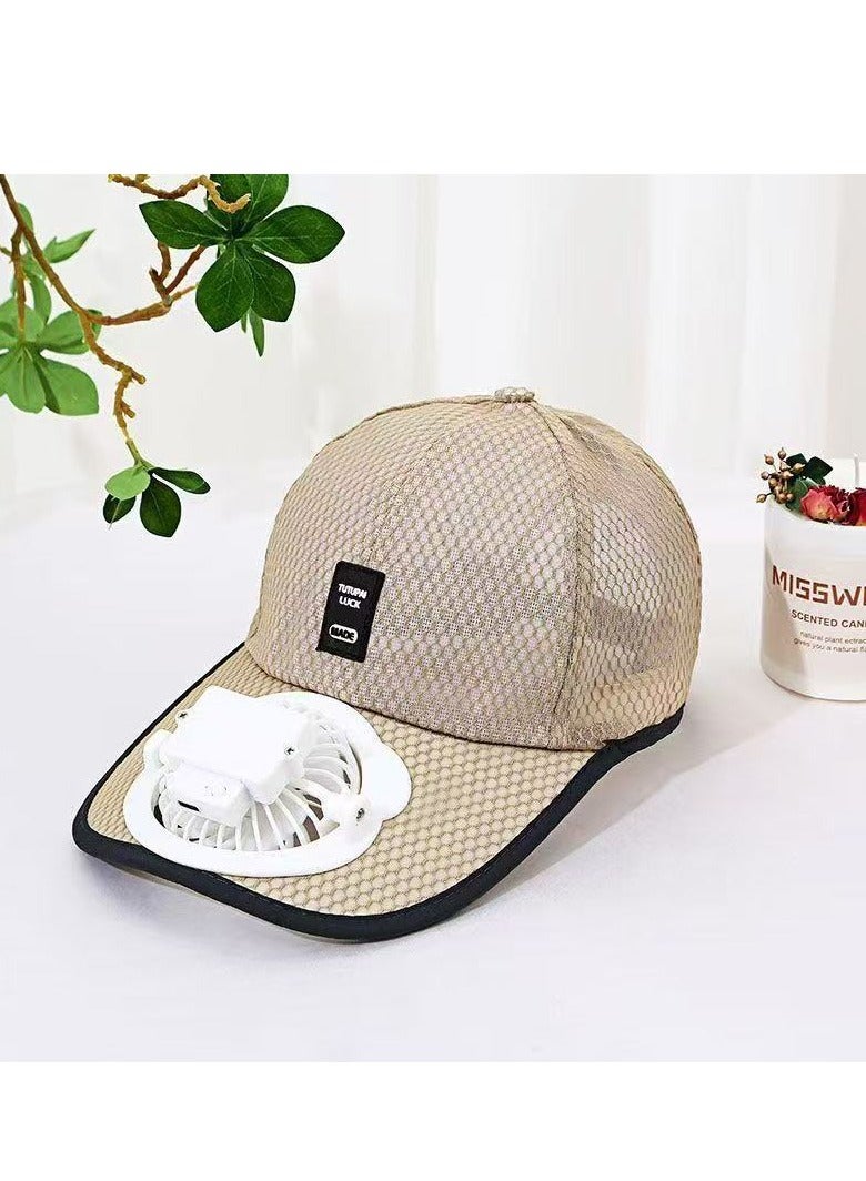 Generic Cross border summer sunshade, sun protection, charging fan hat, outdoor breathable adult men's and women's fishing, baseball, duck tongue net hat