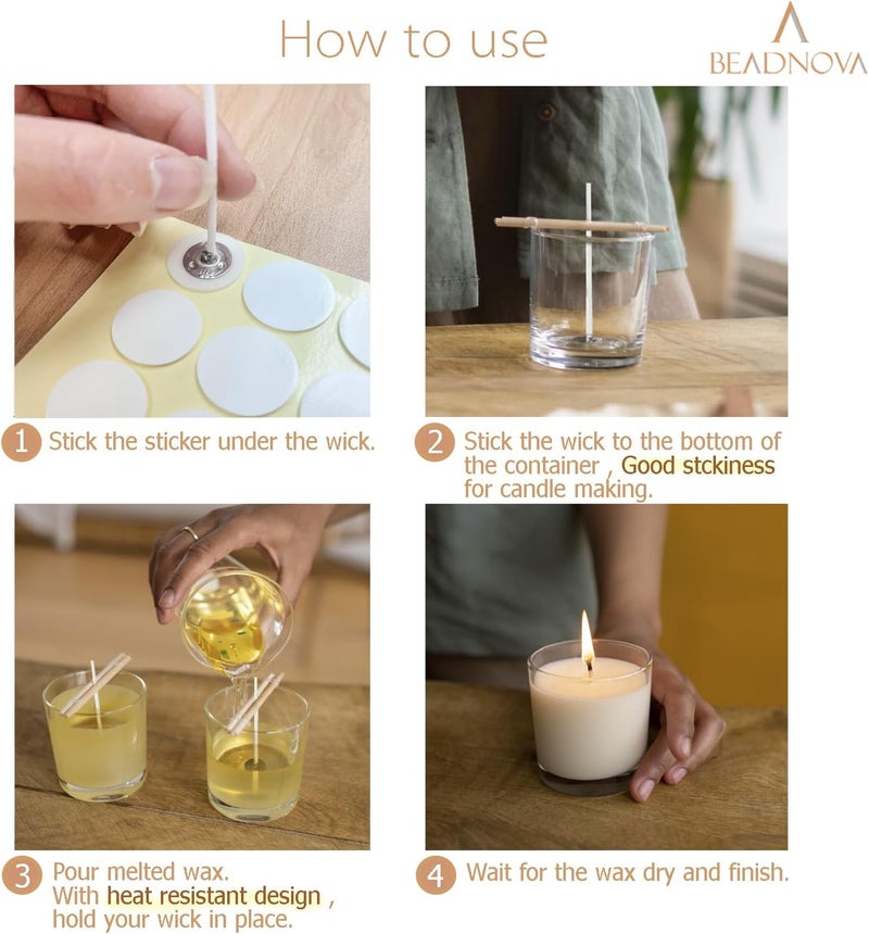 BEADNOVA 70pcs Double Sided Candle Wick Stickers for Candle Making DIY - Image 4