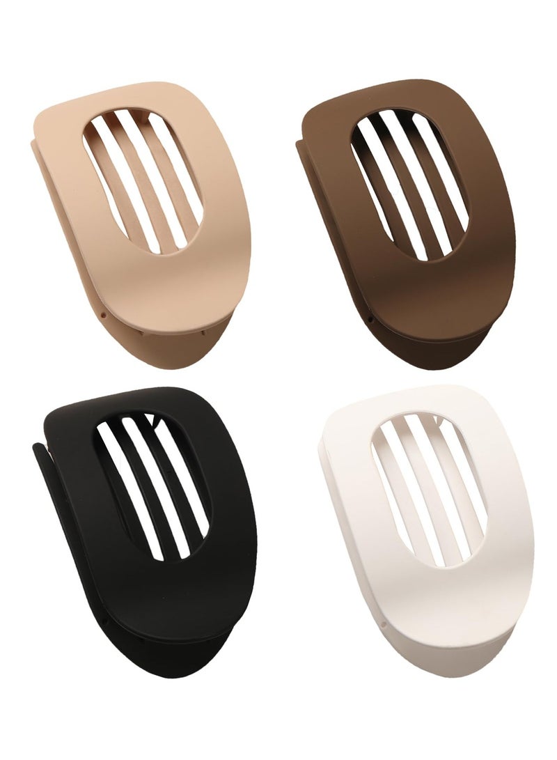 4 قطع مشابك شعر مسطحة مستديرة مسطحة للنساء والفتيات، مشابك شعر فرنسية أنيقة وقوية الإمساك للشعر الكثيف الرقيق (لون سادة غير لامع) - Image 1