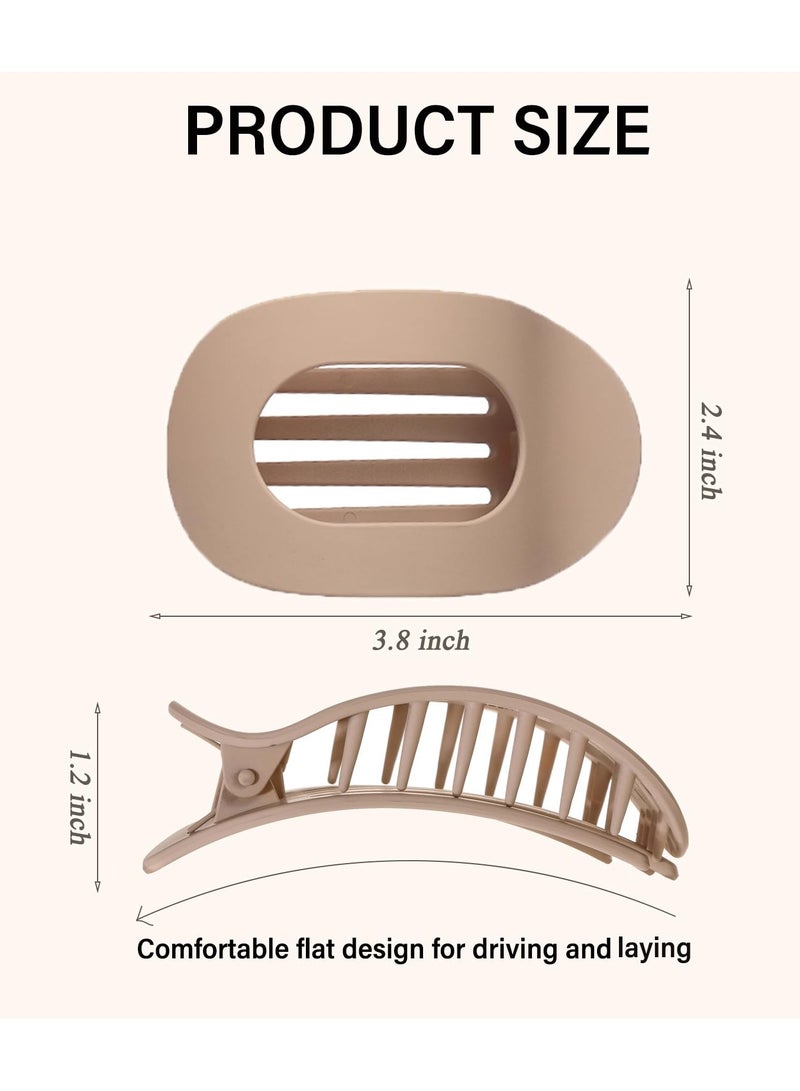 4 قطع مشابك شعر مسطحة مستديرة مسطحة للنساء والفتيات، مشابك شعر فرنسية أنيقة وقوية الإمساك للشعر الكثيف الرقيق (لون سادة غير لامع) - Image 2
