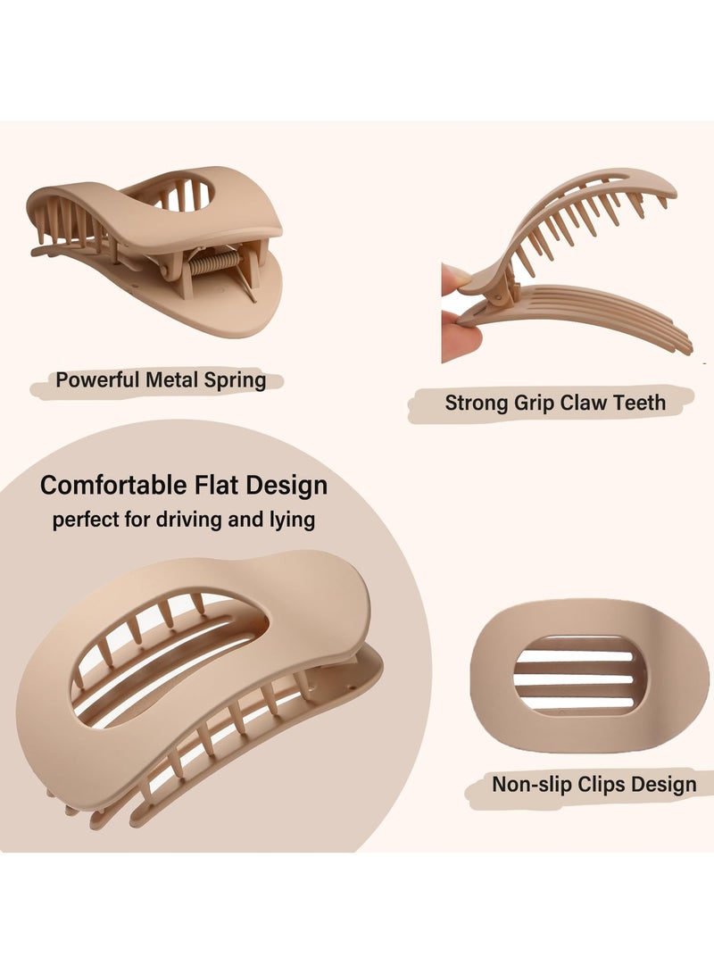 4 قطع مشابك شعر مسطحة مستديرة مسطحة للنساء والفتيات، مشابك شعر فرنسية أنيقة وقوية الإمساك للشعر الكثيف الرقيق (لون سادة غير لامع) - Image 3
