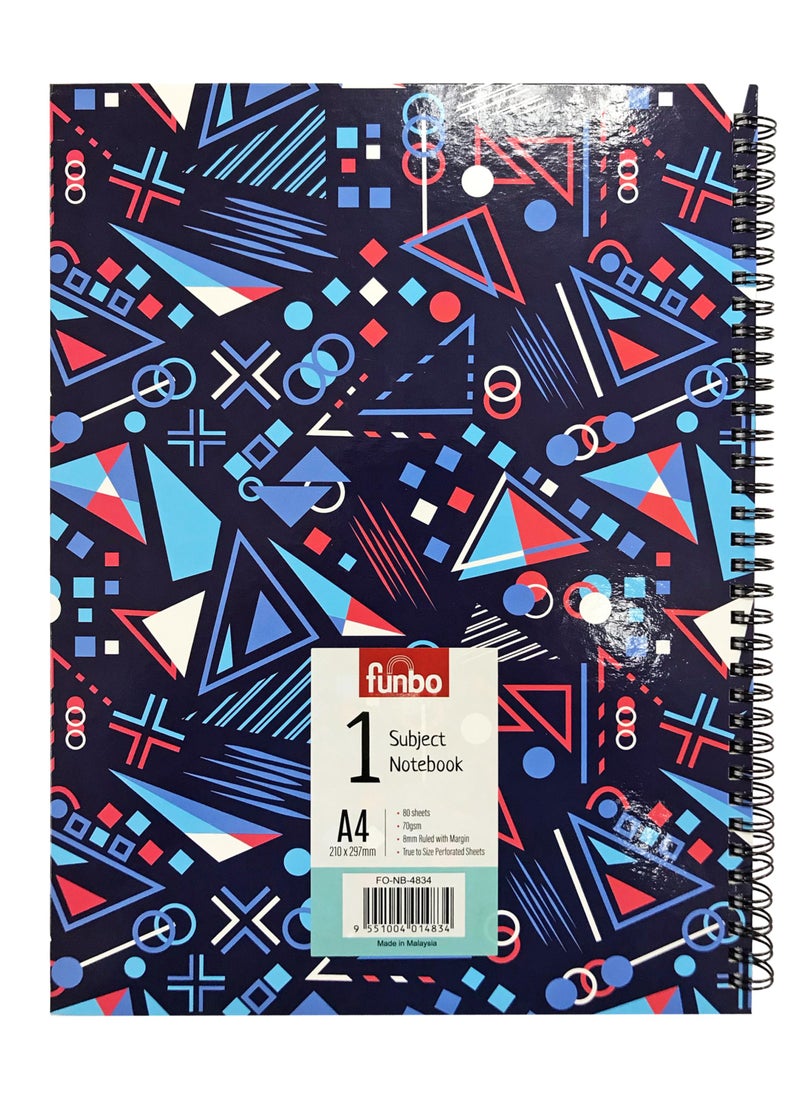 Funbo - FUNBO - A4 Size, 80 Sheet Single subject notebook with Hardcover (Rhythm) - Image 1
