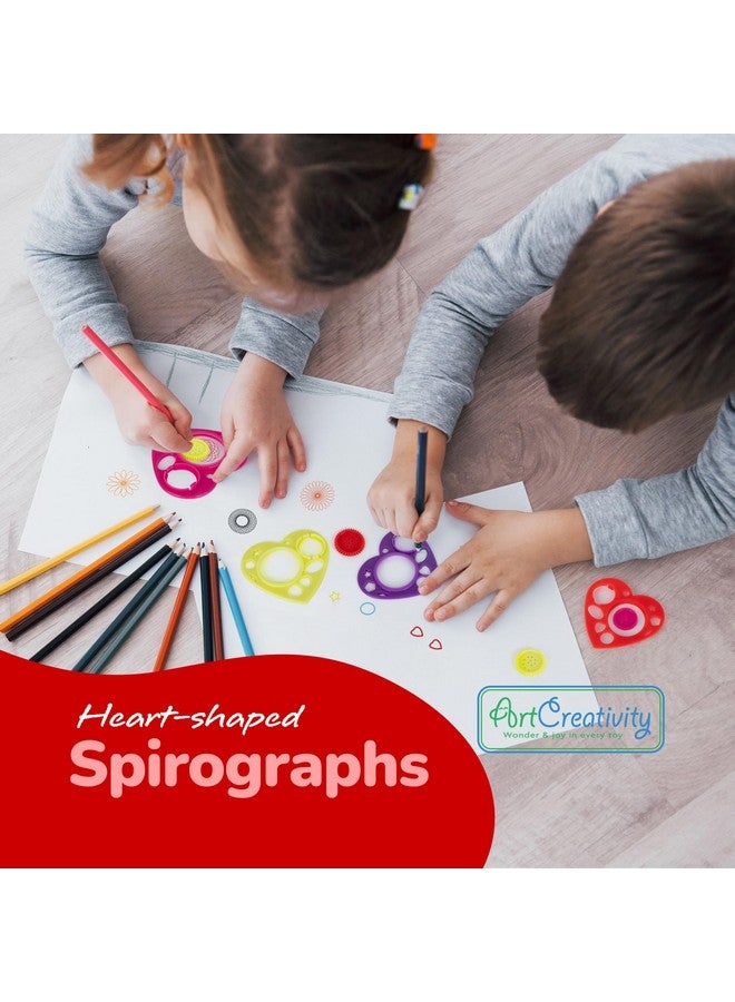 ArtCreativity Heart Shaped Spirographs - Set of 24 - Spiral Arts and Craft Set with Stencils & Geometry Gears for Kids & Adults - Drawing Design Art Toy Kit - Children Art Supplies - Image 2