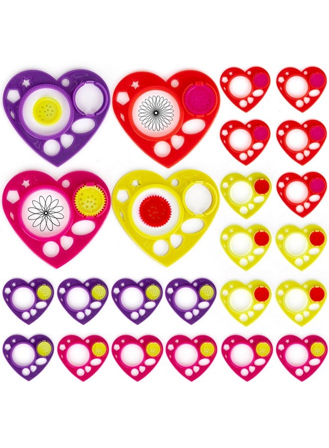 ArtCreativity Heart Shaped Spirographs - Set of 24 - Spiral Arts and Craft Set with Stencils & Geometry Gears for Kids & Adults - Drawing Design Art Toy Kit - Children Art Supplies - Image 1