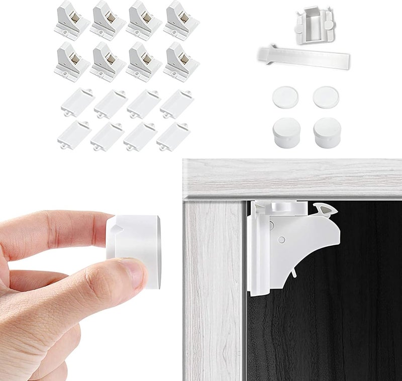 Vmaisi Adhesive Magnetic Cabinet Locks for Babies (8 Locks and 2 Keys) - Image 1
