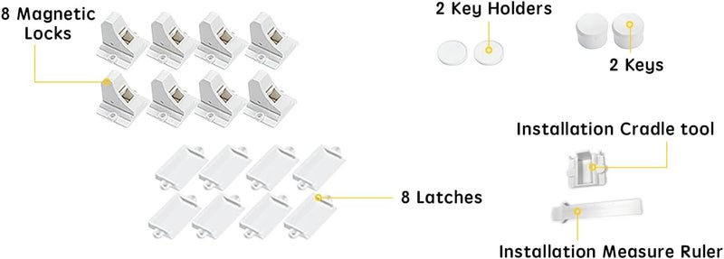 Vmaisi Adhesive Magnetic Cabinet Locks for Babies (8 Locks and 2 Keys) - Image 2