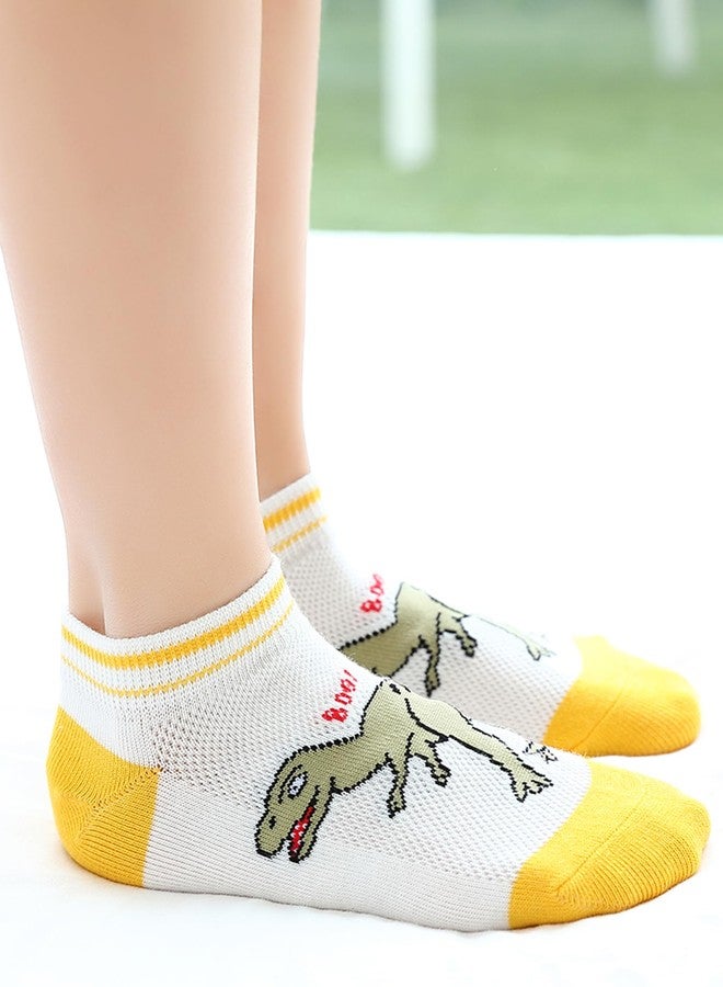 CHUNG Boys Cotton Ankle Socks 5/10 Pack Low Cut Dinosaur Mesh 2-9Y Light Weight Back School Running Sports Casual (2-4 Years, 5Dino 022) - Image 4
