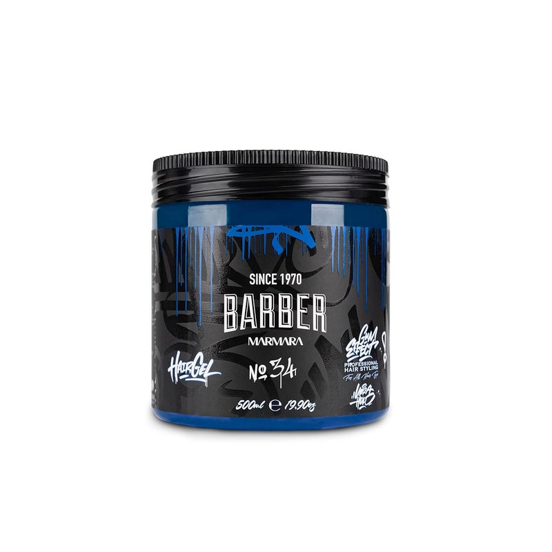 BARBER MARMARA No34 Hair Styling Gel 500 ml  Mens Hair Gel  Strong Hold  No Gluing and No Residue  Alcohol Free  Fresh Fragrance  Hair Gel  Wet Hair Look  Rubber Effect