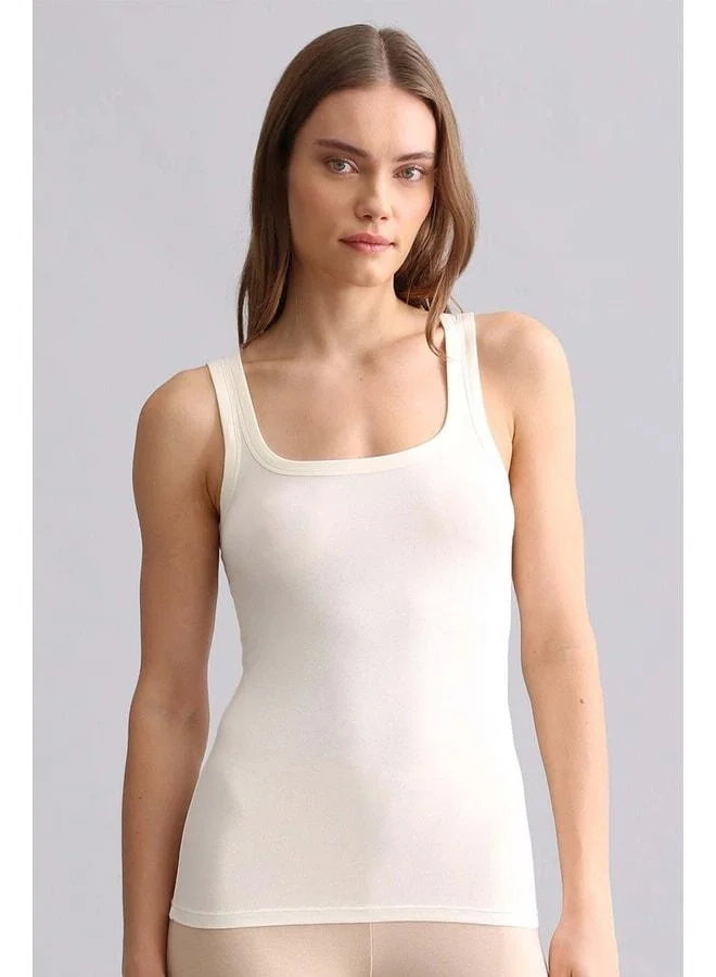 Aytuğ Egyptian Modal by TENCEL U HELEN Thick-Strap Long T-Shirt / Ecru Tank.