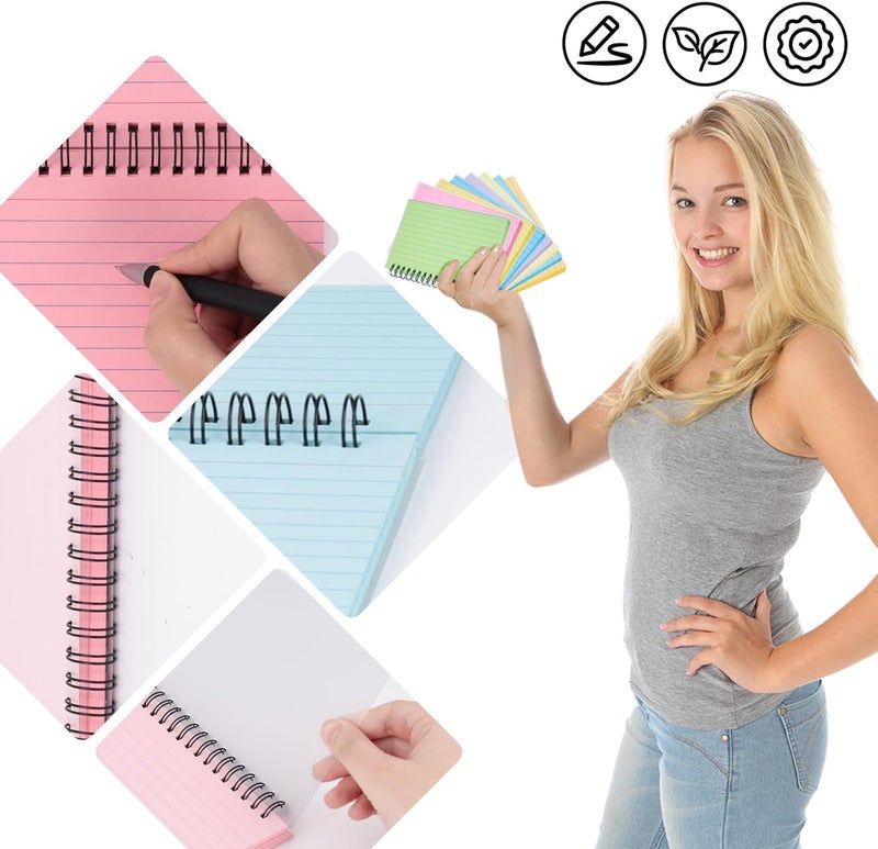 Koogel 400PCS Index Cards, 4x6 Large Index Cards with Key Rings for School, Flashcards Heavy Note Card with Waterproof Covers for Studying Learning College Office Home Supplies, 8 Color - Image 2