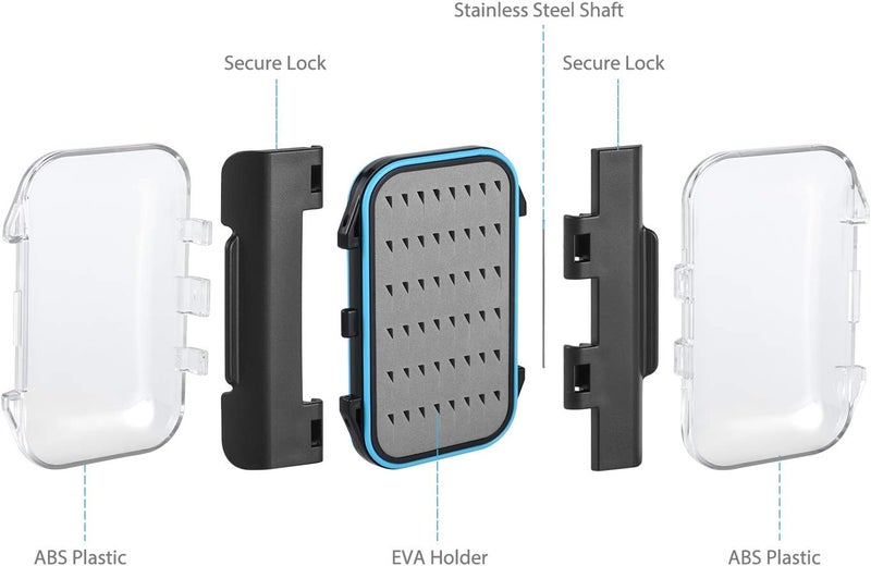 Gonex Fly Boxes for Fly Fishing Jig Boxes Two-Sided Waterproof Lightweight Fly Fishing Box Easy Grip Transparent Lid Fly Fishing Lures Box, 4.1"x 3.0"x 1.2", Grey - Image 5
