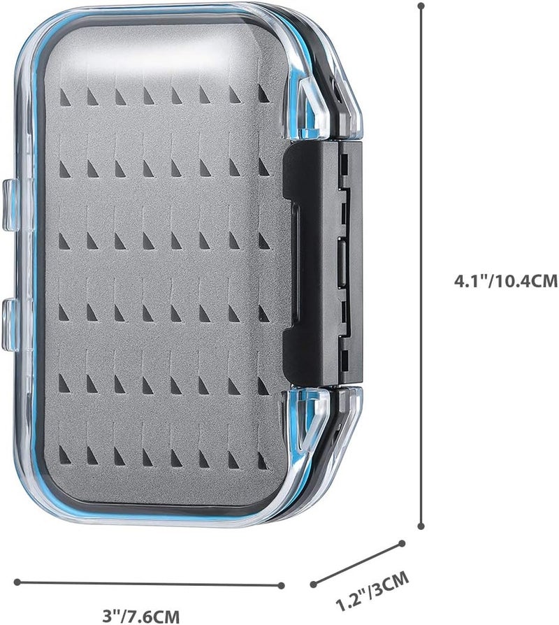 Gonex Fly Boxes for Fly Fishing Jig Boxes Two-Sided Waterproof Lightweight Fly Fishing Box Easy Grip Transparent Lid Fly Fishing Lures Box, 4.1"x 3.0"x 1.2", Grey - Image 3