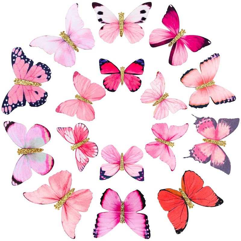 DEEKA Butterfly Hair Clips Small Realistic Colorful Handmade 90s Hair Clips Barrette Hair Accessories for Women and Girls Pink