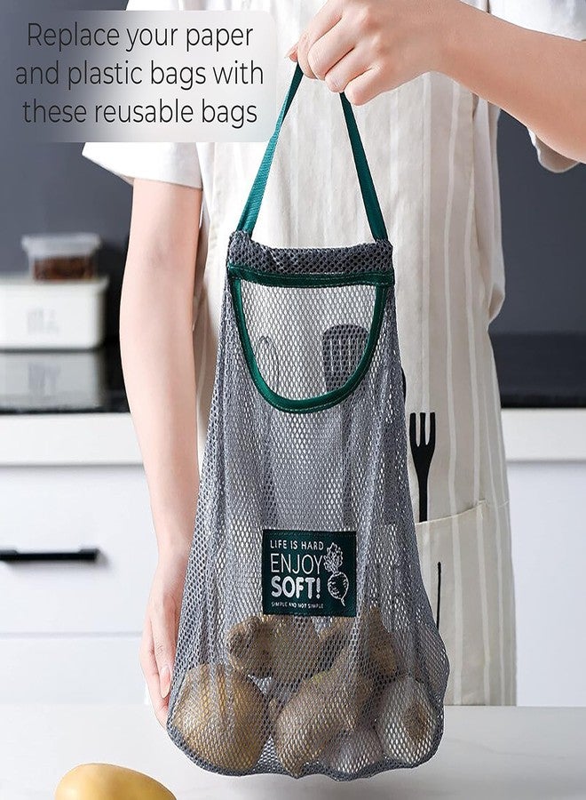 SBA PRIME Reusable Hanging Vegetable Storage Mesh Bag | Washable Wall Hanging Fruit Basket & Pantry Organizer (Pack of 3) - Image 5